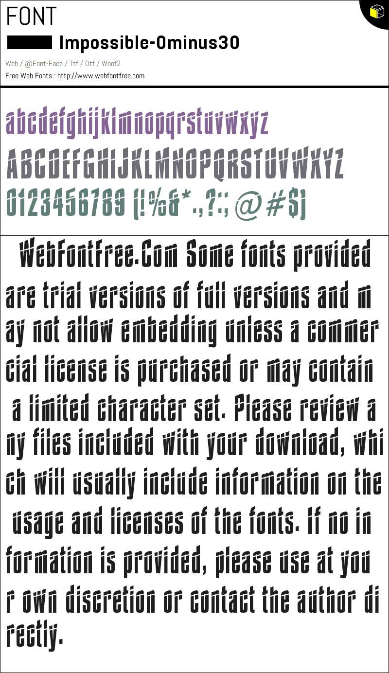 Impossible - 0 minus 30 Fonts Downloads - WebFontFree.Com
