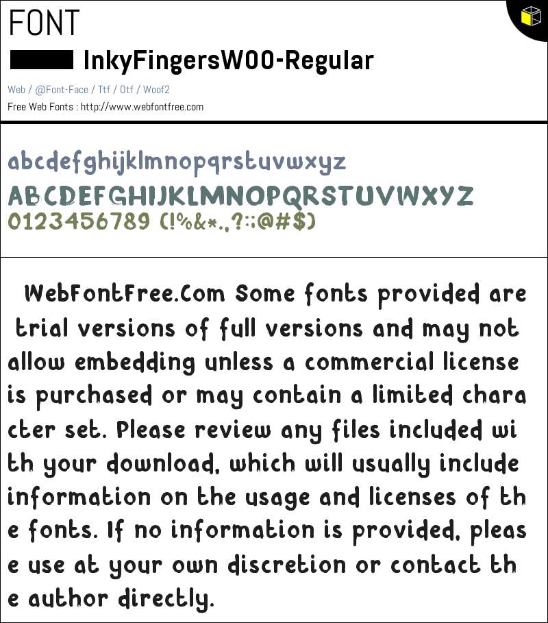 Inky Fingers W00 Regular Fonts Downloads - WebFontFree.Com