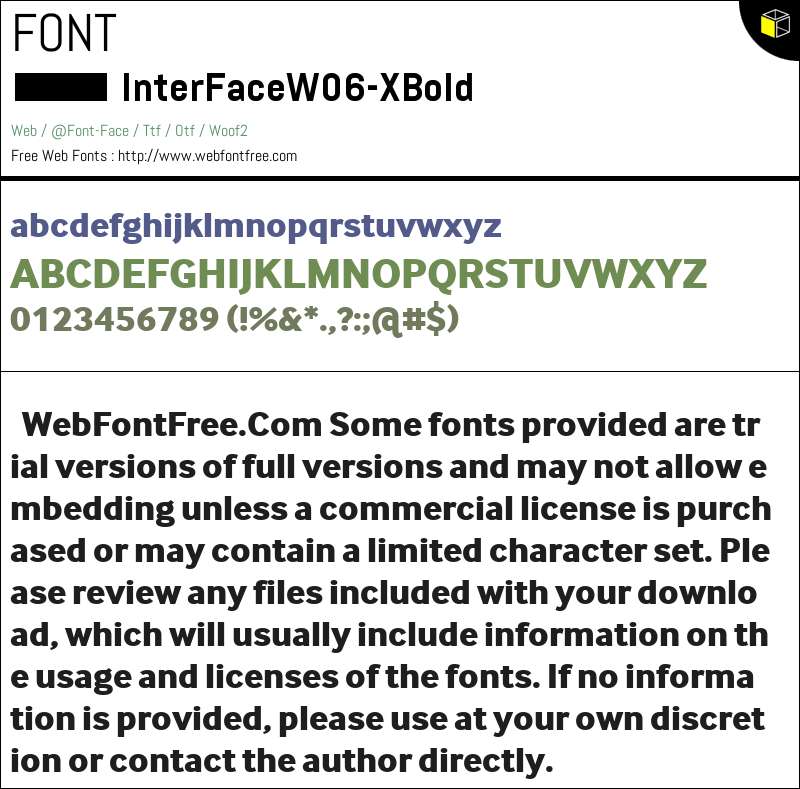 InterFace W06 XBold Fonts Downloads - WebFontFree.Com