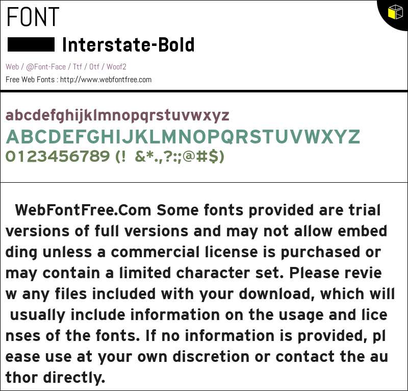Interstate Bold Fonts Downloads