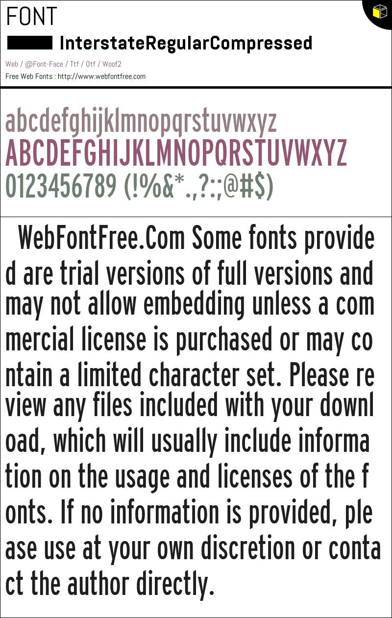 Interstate RegularCompressed Fonts Downloads - WebFontFree.Com