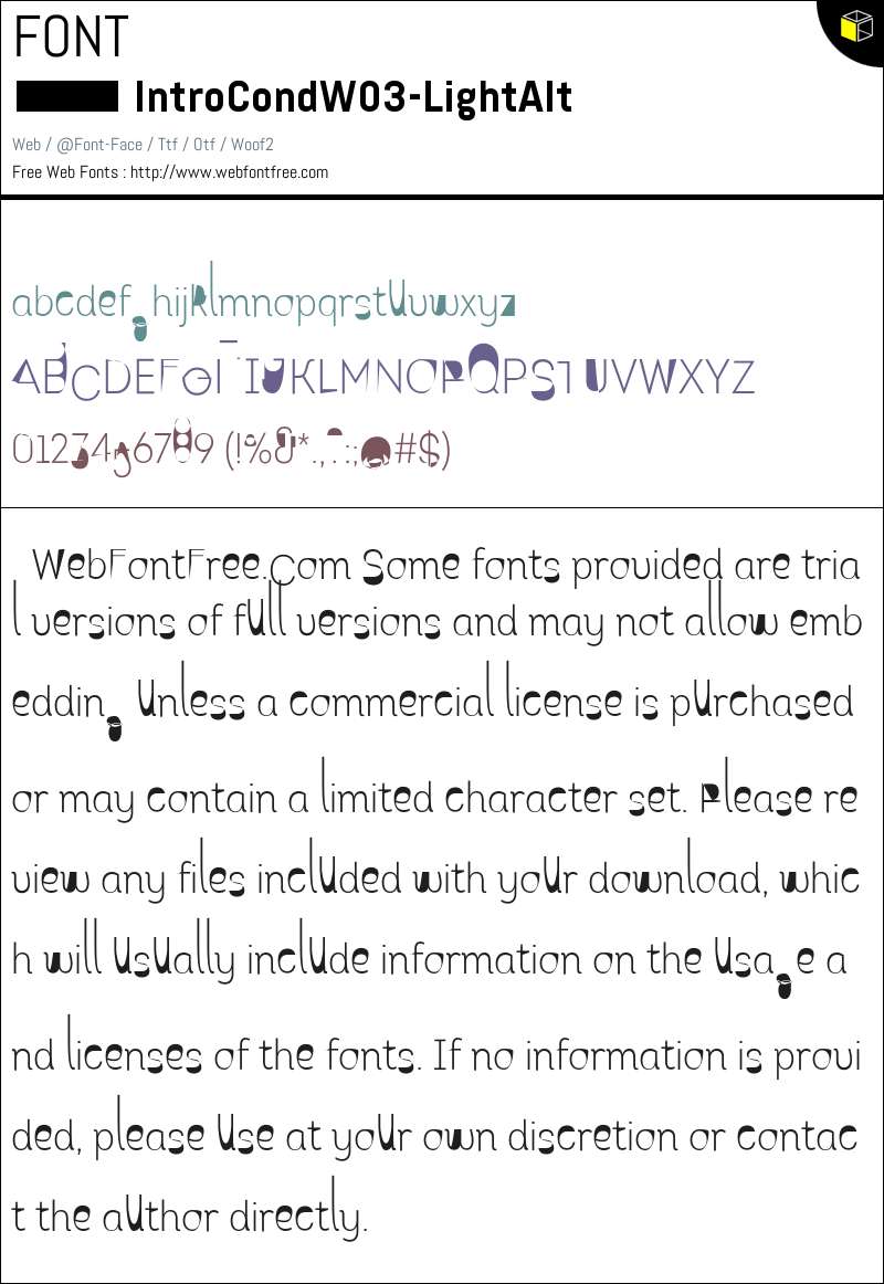 Intro Cond W03 Light Alt Fonts Downloads - WebFontFree.Com