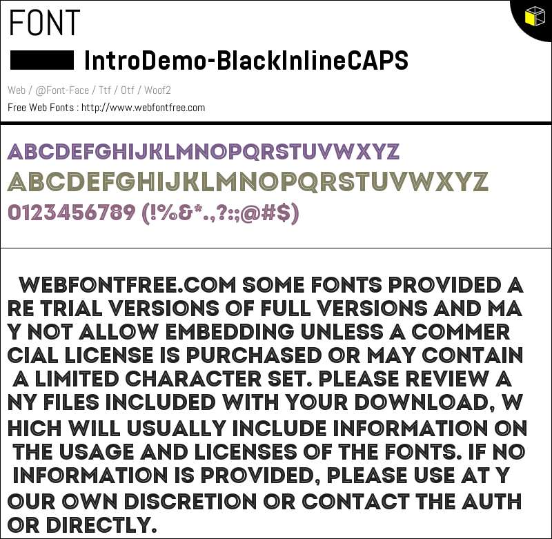 Welcome Caps Script Intro Demo Black Inline CAPS Fonts Downloads - WebFontFree.Com