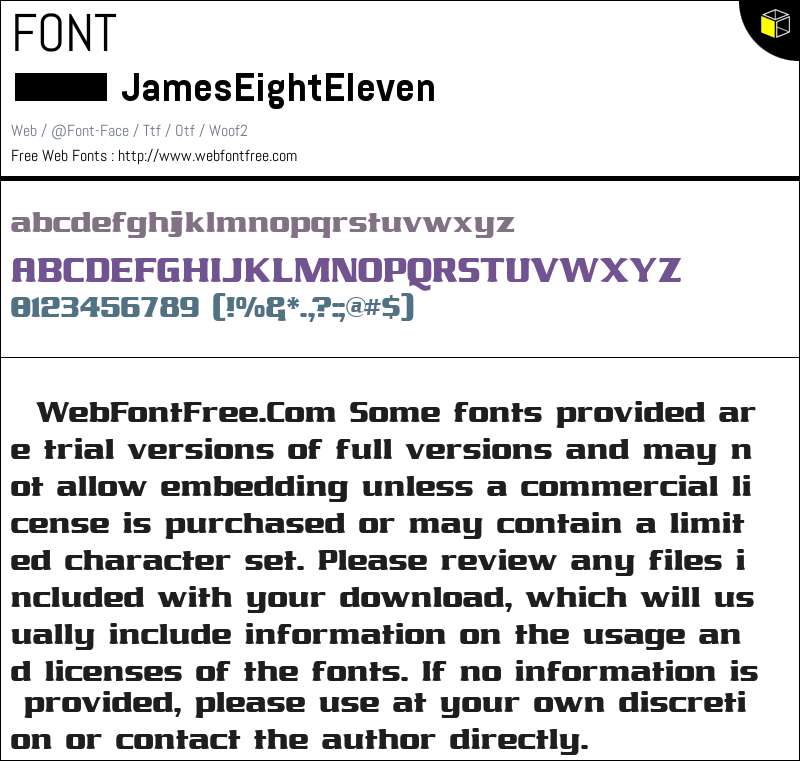 James Eight Eleven Fonts Downloads - WebFontFree.Com