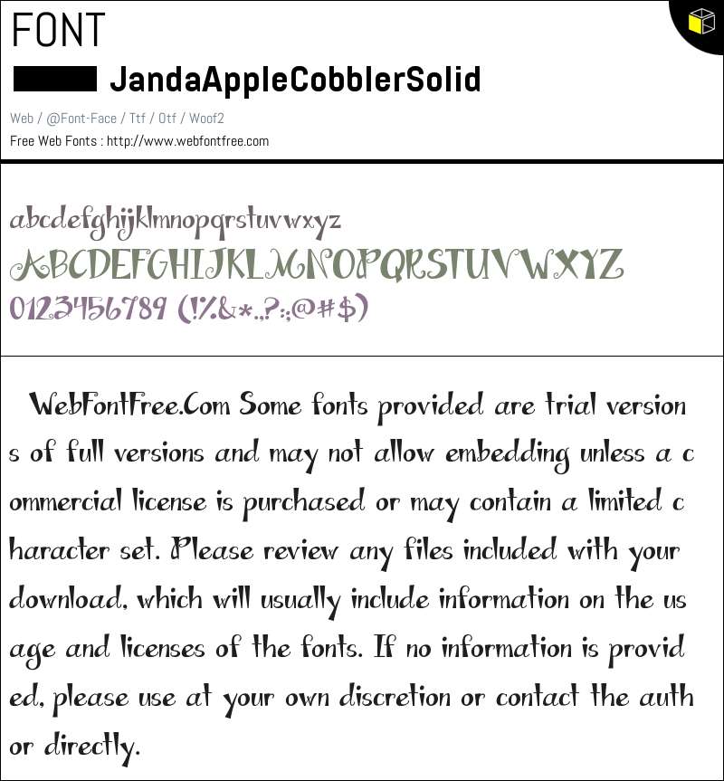 Janda Apple Cobbler Solid Fonts Downloads