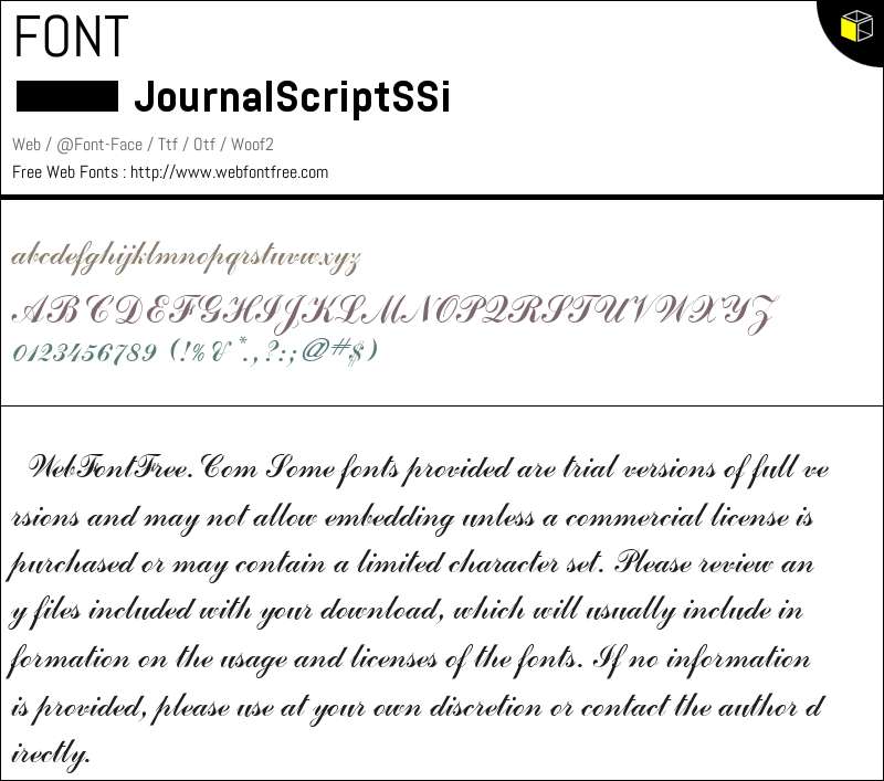 Journal Script SSi Fonts Downloads - WebFontFree.Com