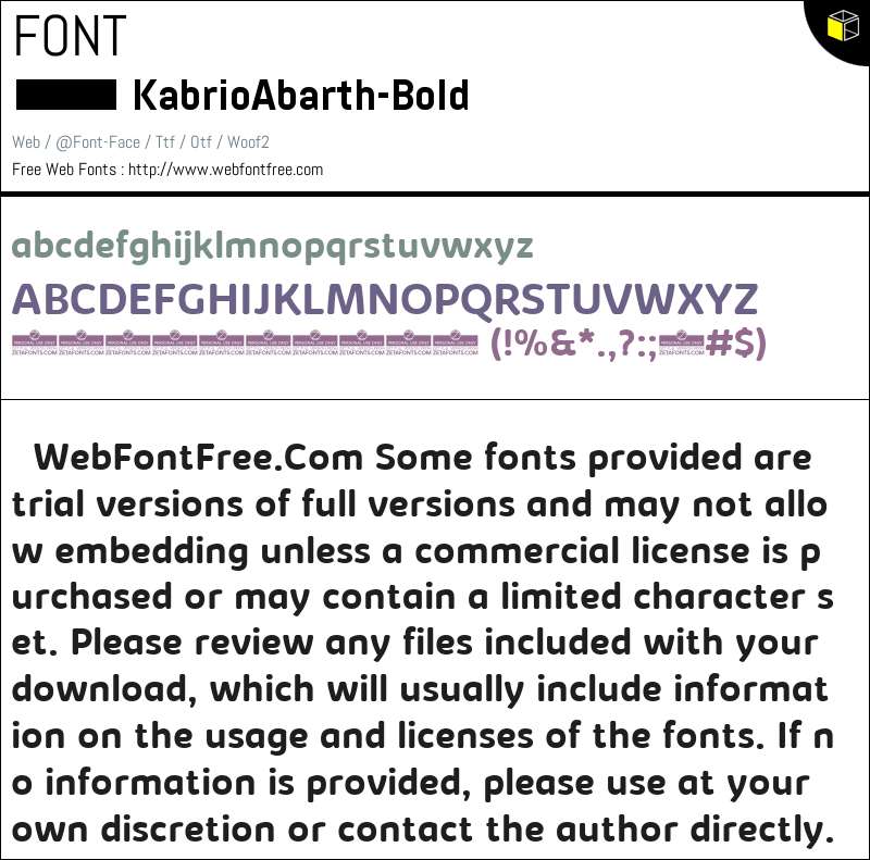 Kabrio Abarth Bold Fonts Downloads - WebFontFree.Com