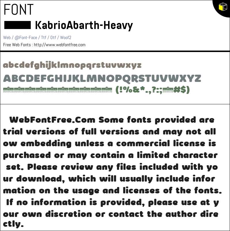 Kabrio Abarth Heavy Fonts Downloads - WebFontFree.Com