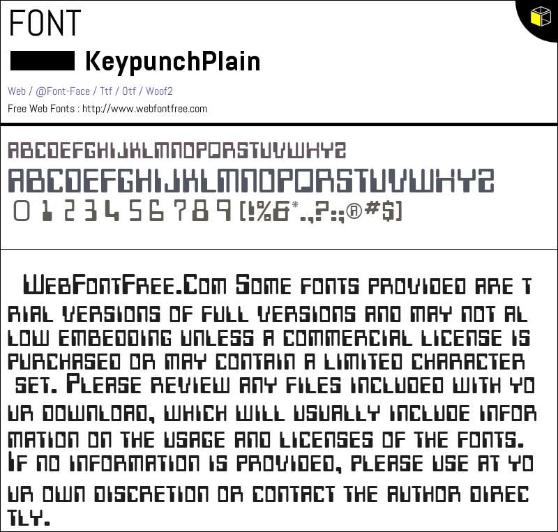 Plain Script Download Keypunch Fonts Downloads - WebFontFree.Com