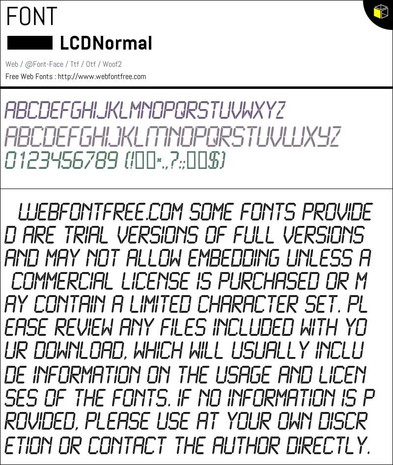LCD Normal Fonts Downloads - WebFontFree.Com