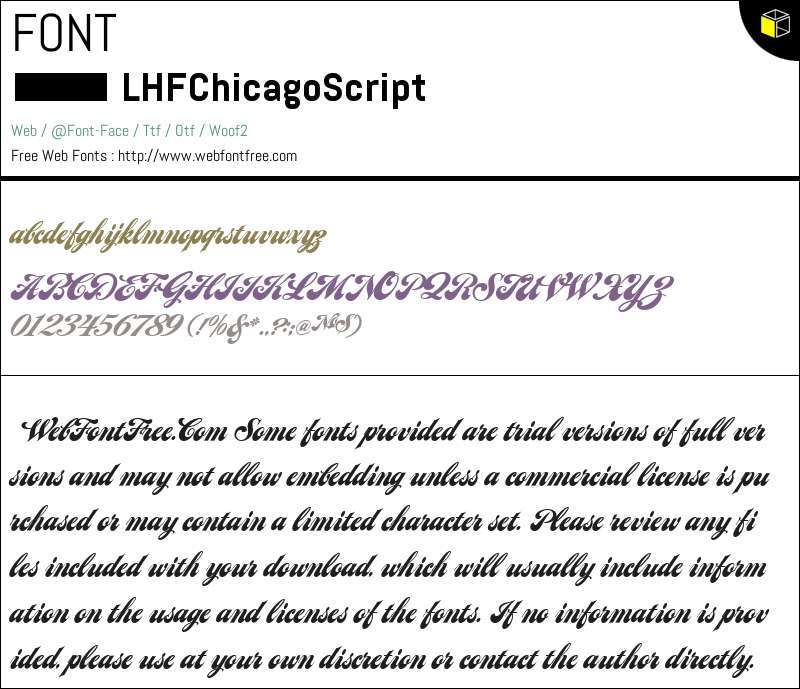 LHF Chicago Script Fonts Downloads - WebFontFree.Com