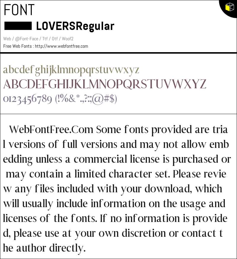 LOVERS Fonts Downloads - WebFontFree.Com