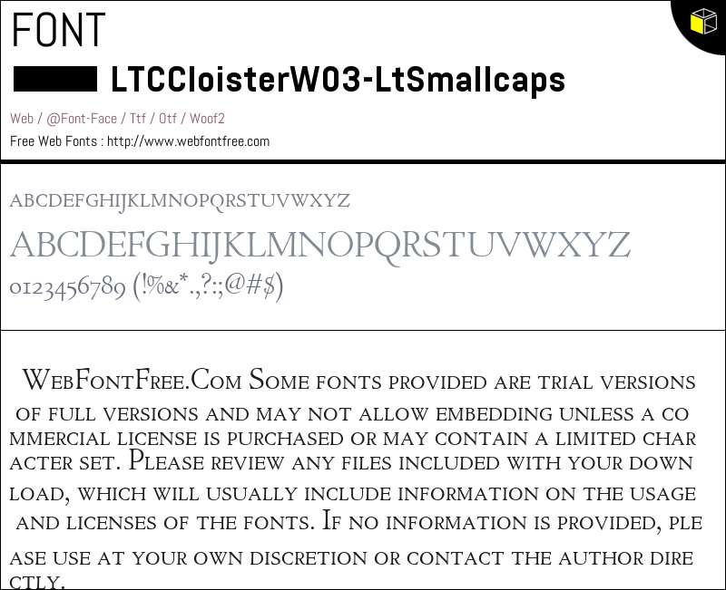 LTC Cloister W03 Lt Smallcaps Fonts Downloads - WebFontFree.Com