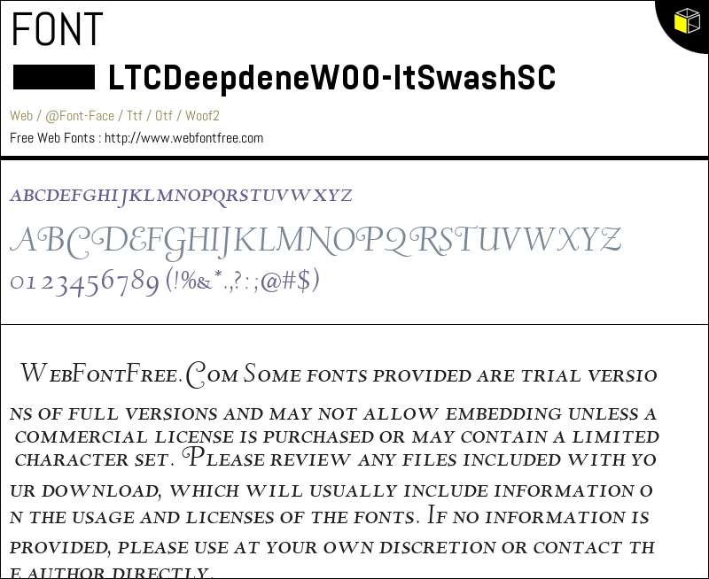 LTC Deepdene W00 It Swash SC Fonts Downloads - WebFontFree.Com