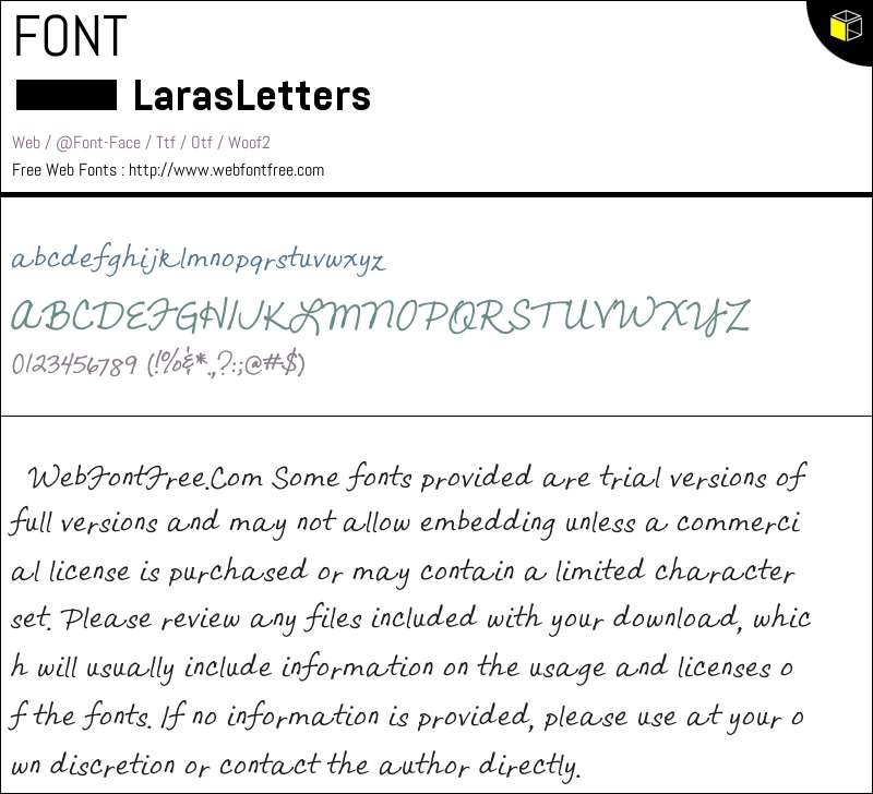Lara's Letters Fonts Downloads - WebFontFree.Com