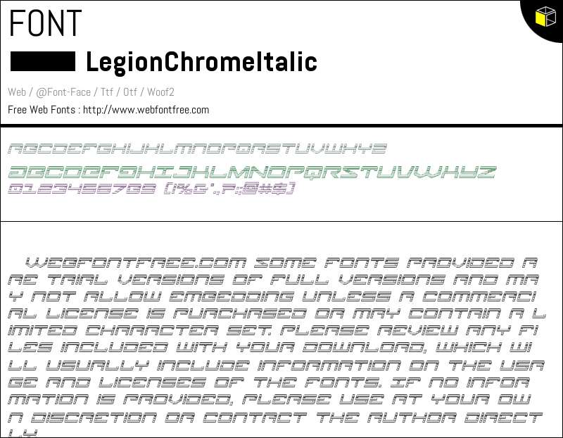 Legion Chrome Italic Fonts Downloads - WebFontFree.Com