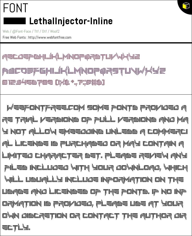 Lethal Injector Inline Fonts Downloads - WebFontFree.Com