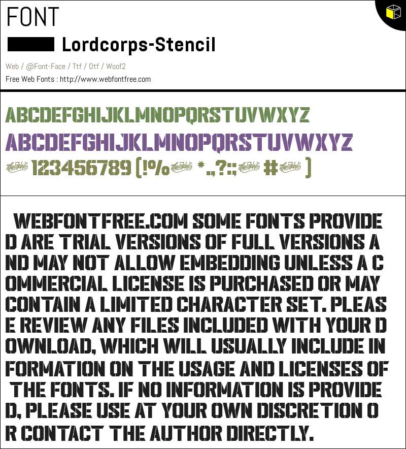 Lordcorps Stencil Fonts Downloads