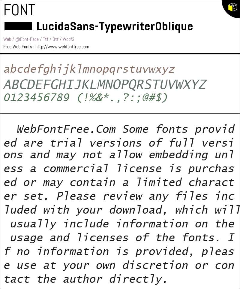 Lucida sans typewriter oblique fonts downloads webfontfree com