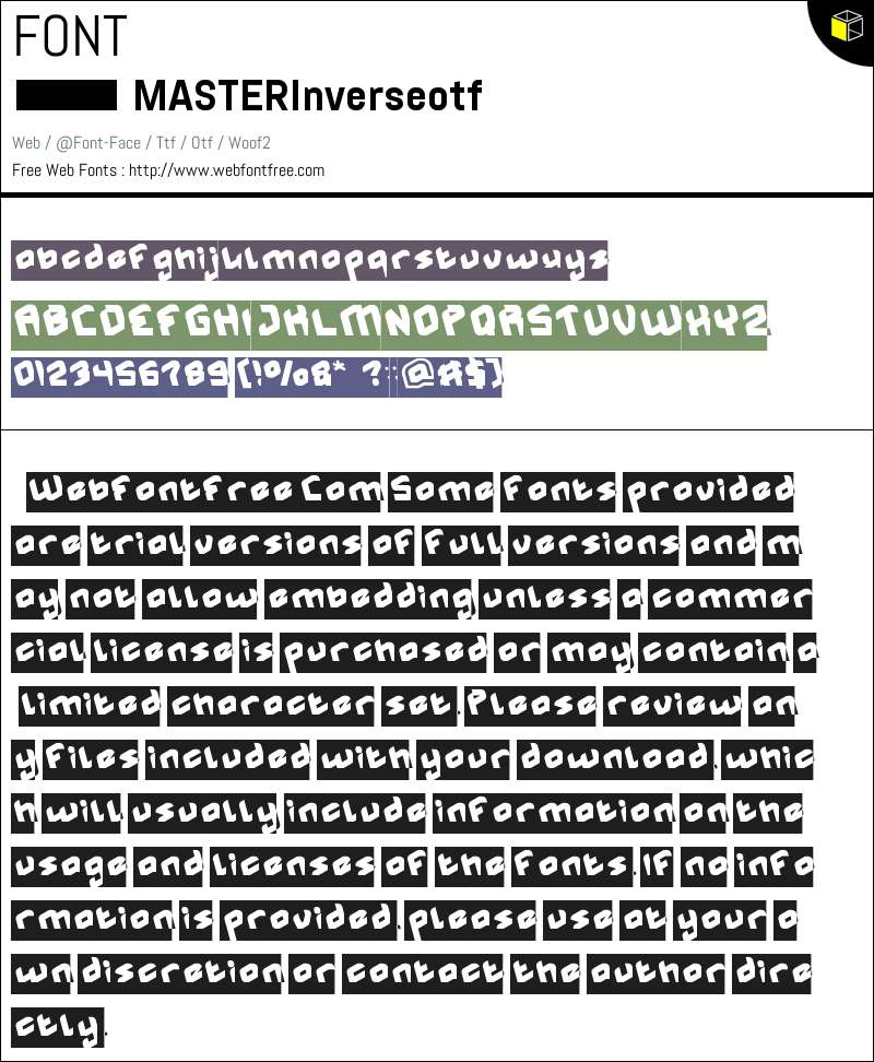 Ascii Inverse Font MASTER-Inverse.otf Fonts Downloads - WebFontFree.Com