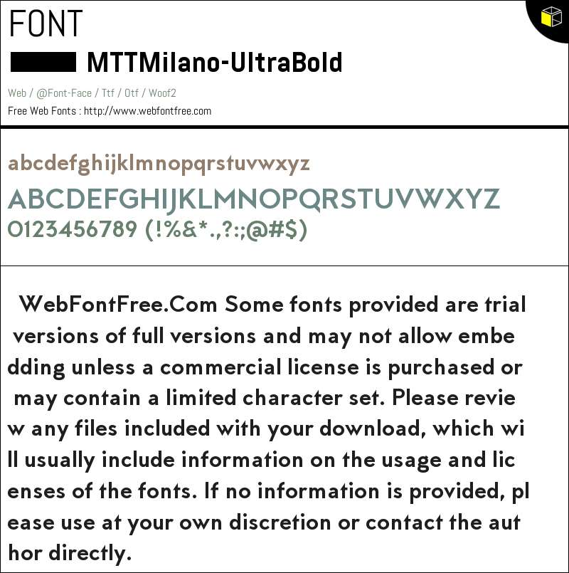 MTT Milano UltraBold Fonts Downloads - WebFontFree.Com