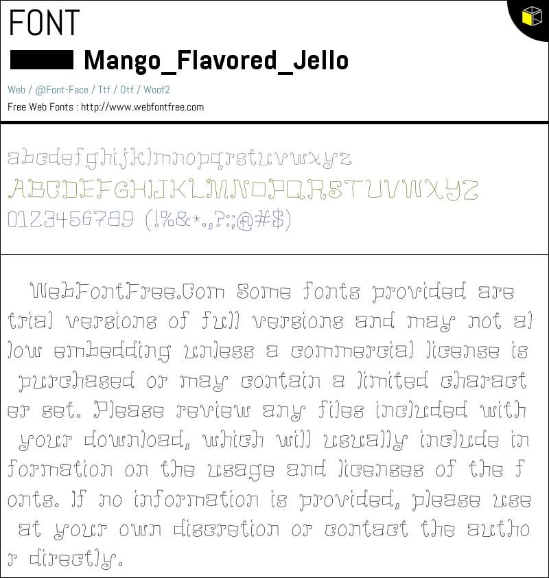 Mango Flavored Jello Fonts Downloads - WebFontFree.Com