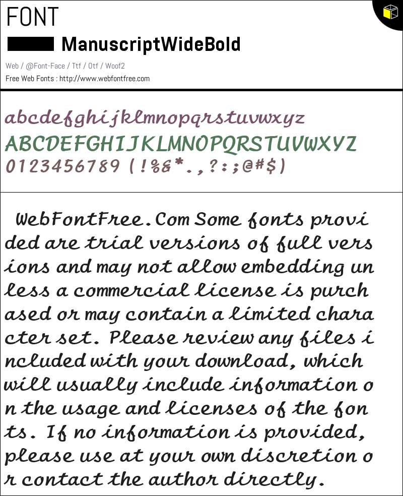 Manuscript Wide Bold Fonts Downloads - WebFontFree.Com