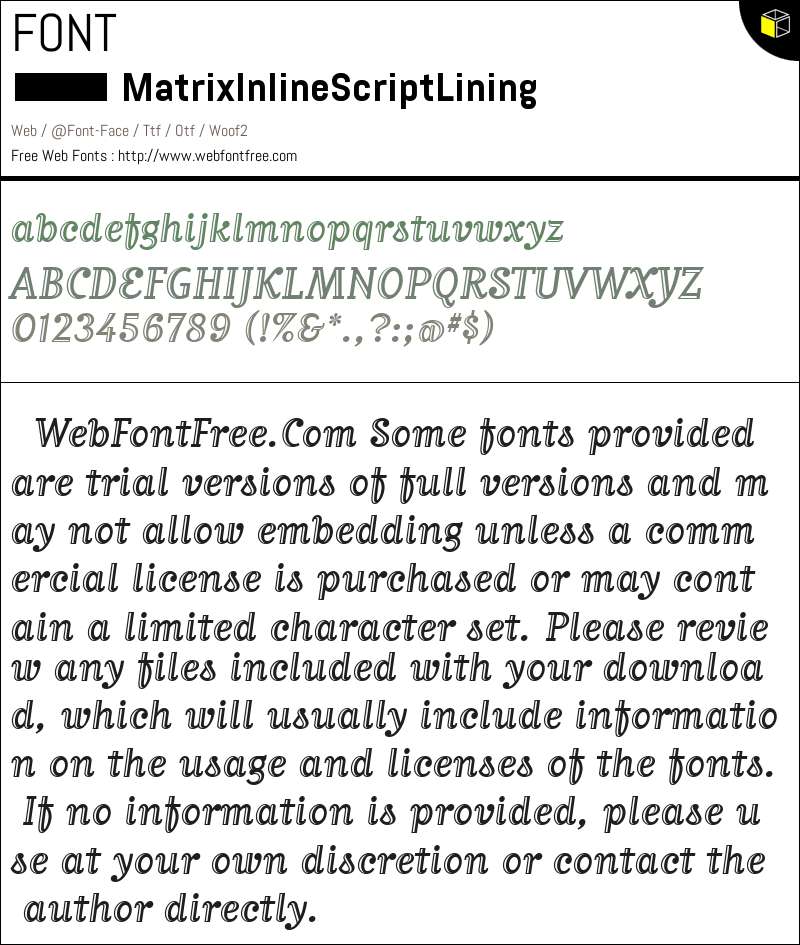 MatrixInlineScriptLining Regular Fuentes Descargar - WebFontFree.Com