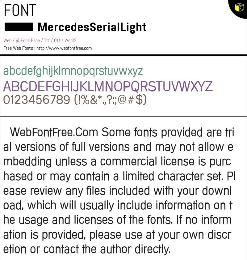 Merce Font MercedesSerial-Light-Regular Fonts Downloads - WebFontFree.Com