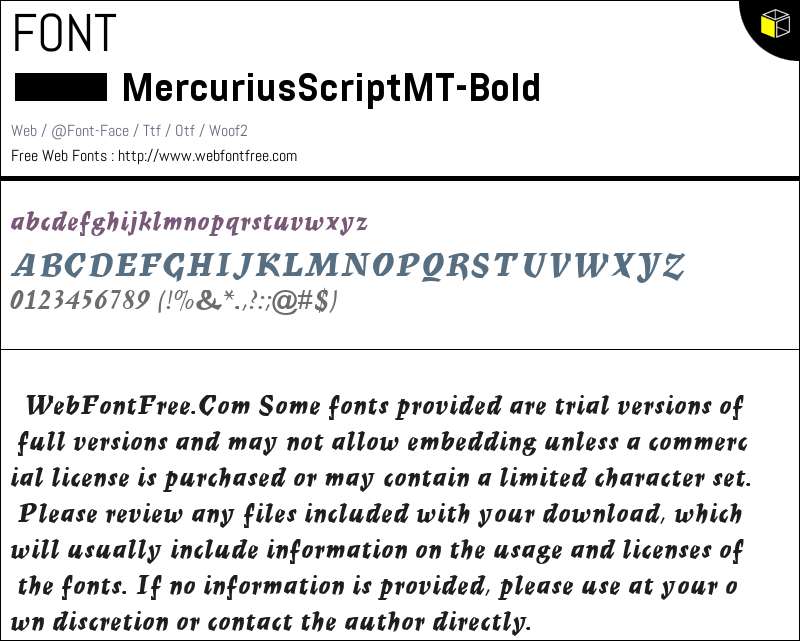 Mercurius Script MT Bold Fonts Downloads - WebFontFree.Com