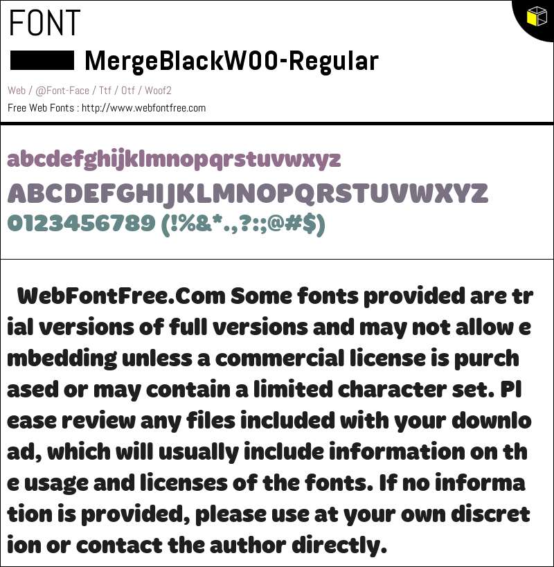 Merge Black W00 Regular Fonts Downloads - WebFontFree.Com