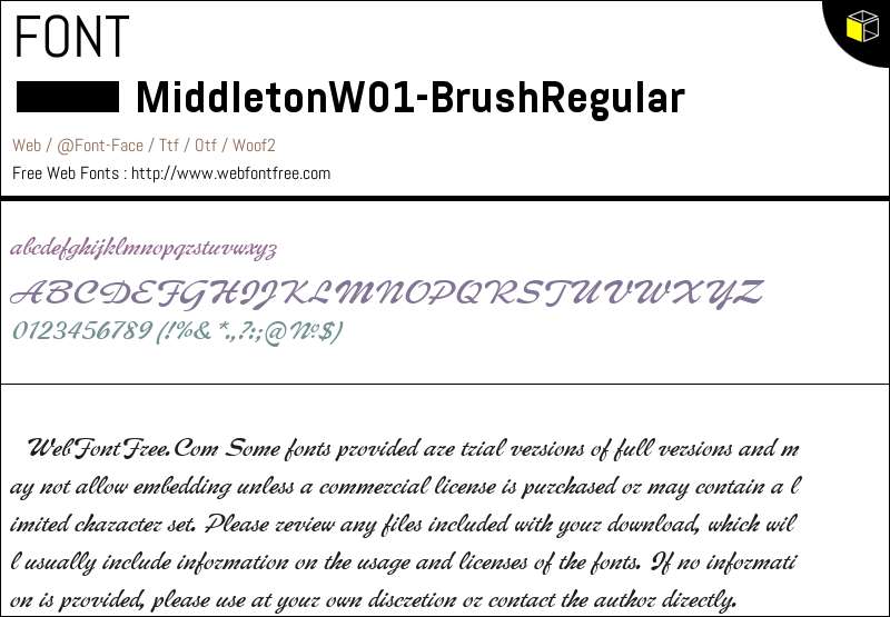 Middleton Font Middleton W01 Brush Regular Fonts Downloads - WebFontFree.Com