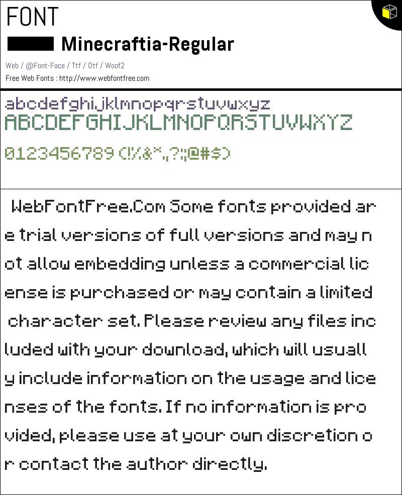 Minecraftia 2.0 Fonts Downloads - WebFontFree.Com