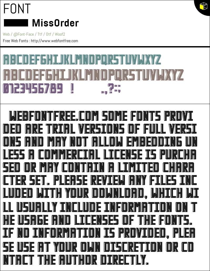 Order Font Miss Order Fonts Downloads - WebFontFree.Com