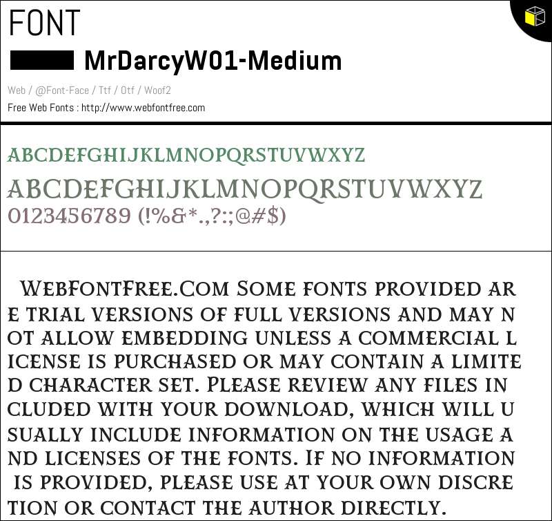 Mr Darcy W01 Medium Fuentes Descargar - WebFontFree.Com