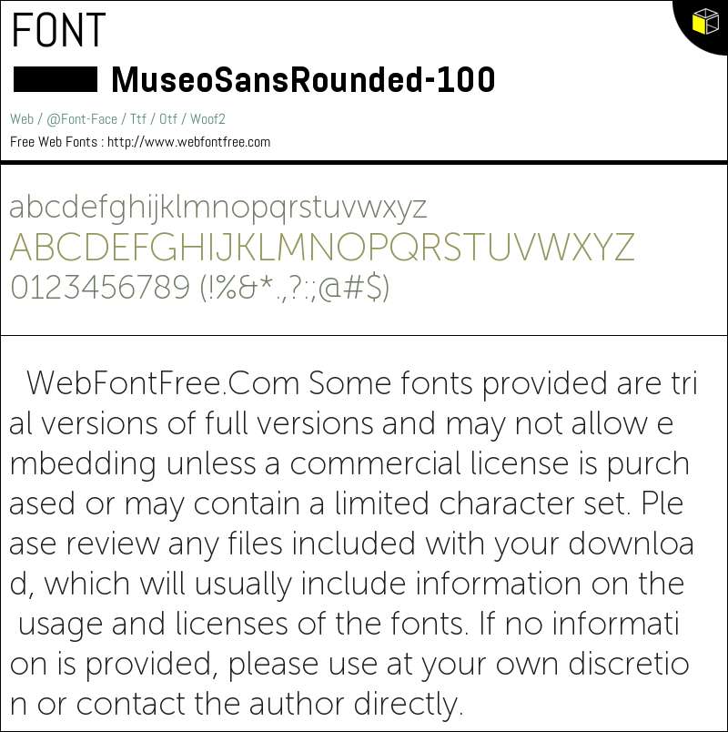 MuseoSansRounded-100 Fonts Downloads - WebFontFree.Com