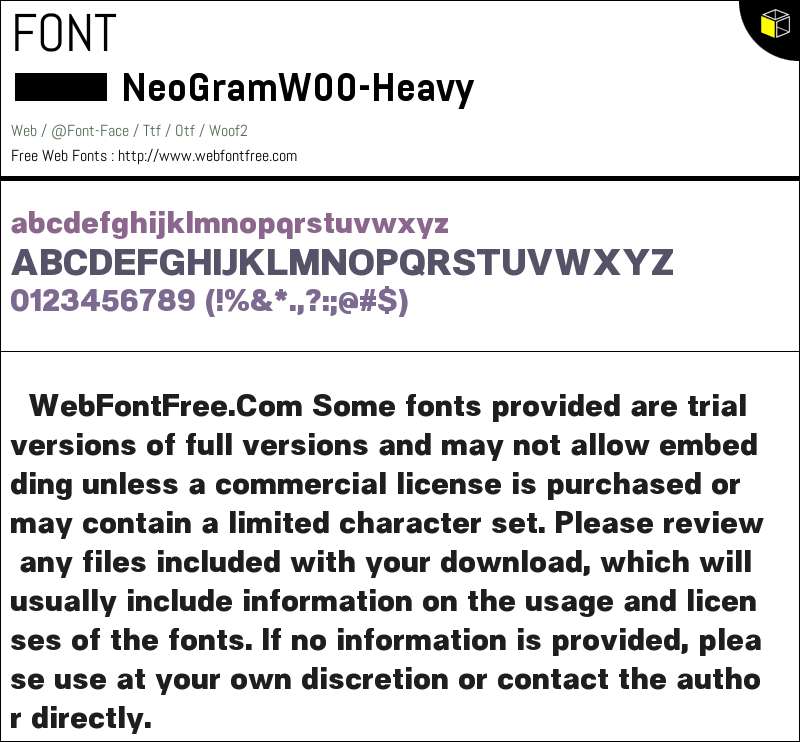NeoGram W00 Heavy Fonts Downloads