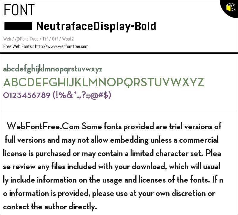 Neutraface Display Bold Fonts Downloads - WebFontFree.Com