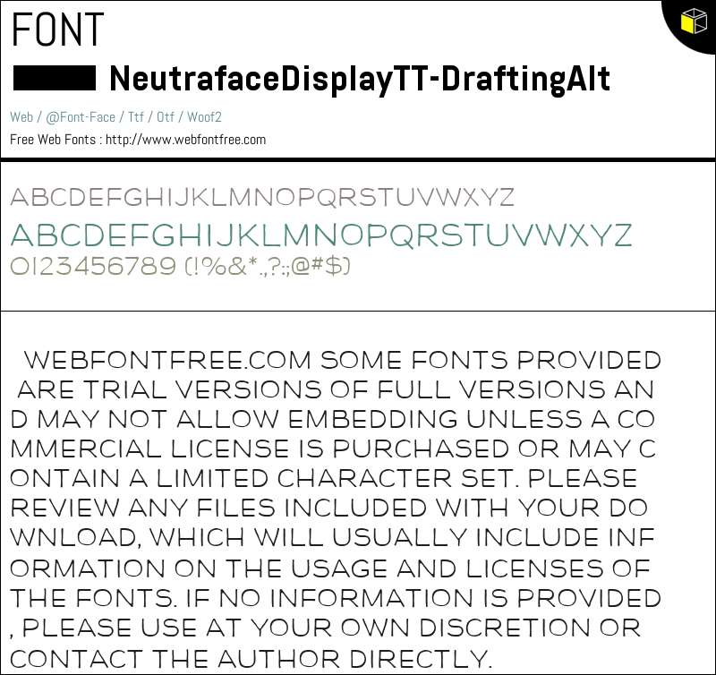 Neutra Display TT Drafting Alt Fonts Downloads - WebFontFree.Com