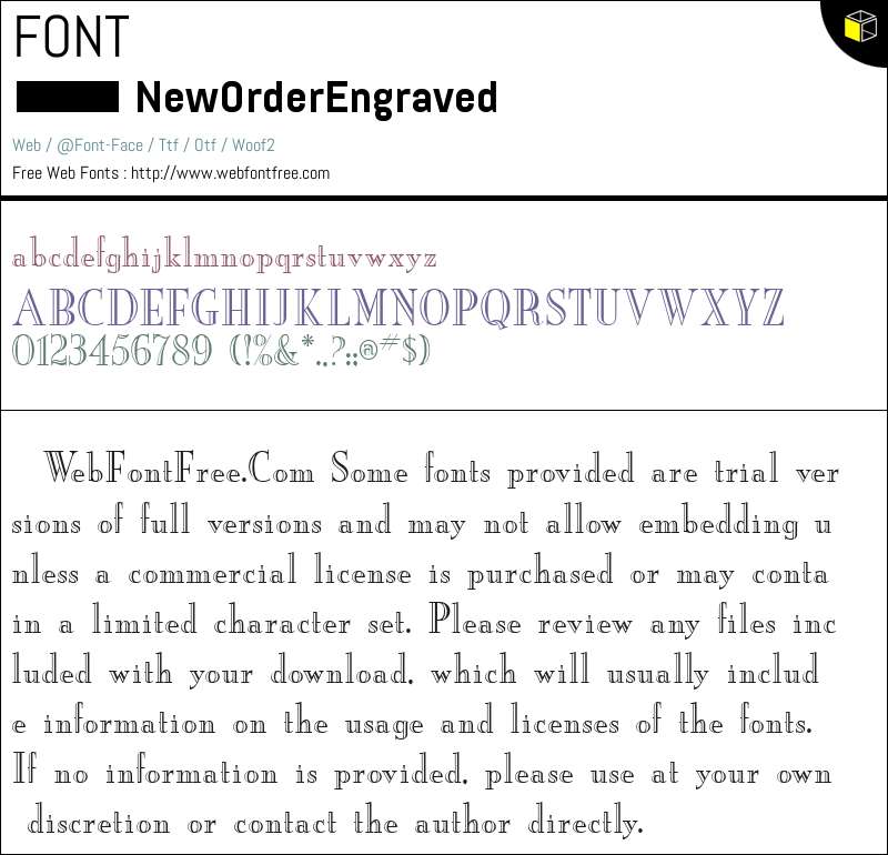 Order Font NewOrderEngraved Fonts Downloads - WebFontFree.Com