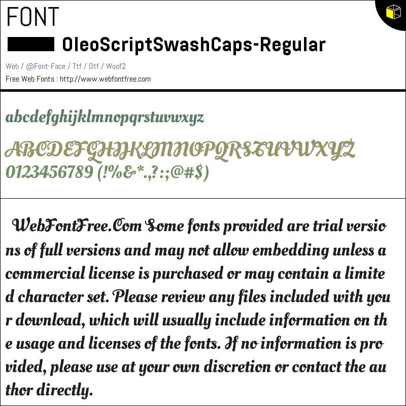 Oleo Script Swash Caps 字体 下载 - WebFontFree.Com