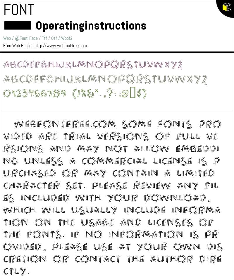 Operating Model Font Operating instructions Fonts Downloads - WebFontFree.Com