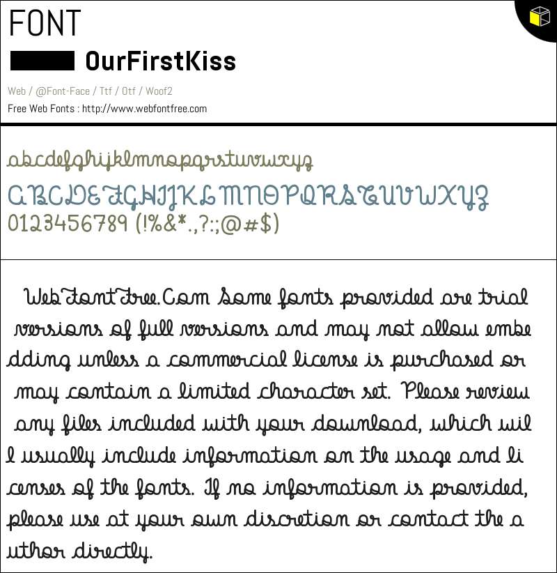 Our First Kiss Fonts Downloads - WebFontFree.Com