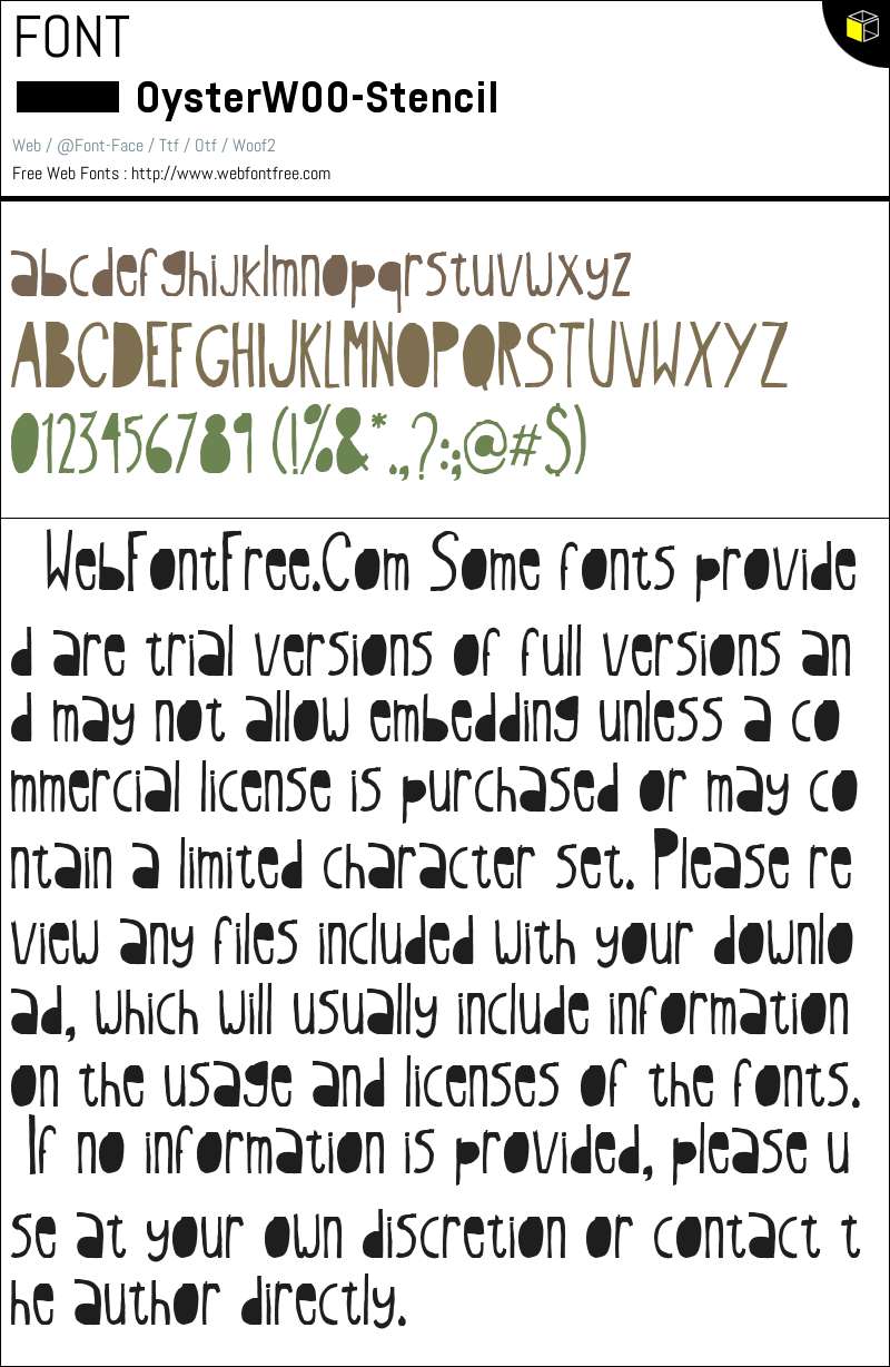 Oyster W00 Stencil Fonts Downloads - WebFontFree.Com