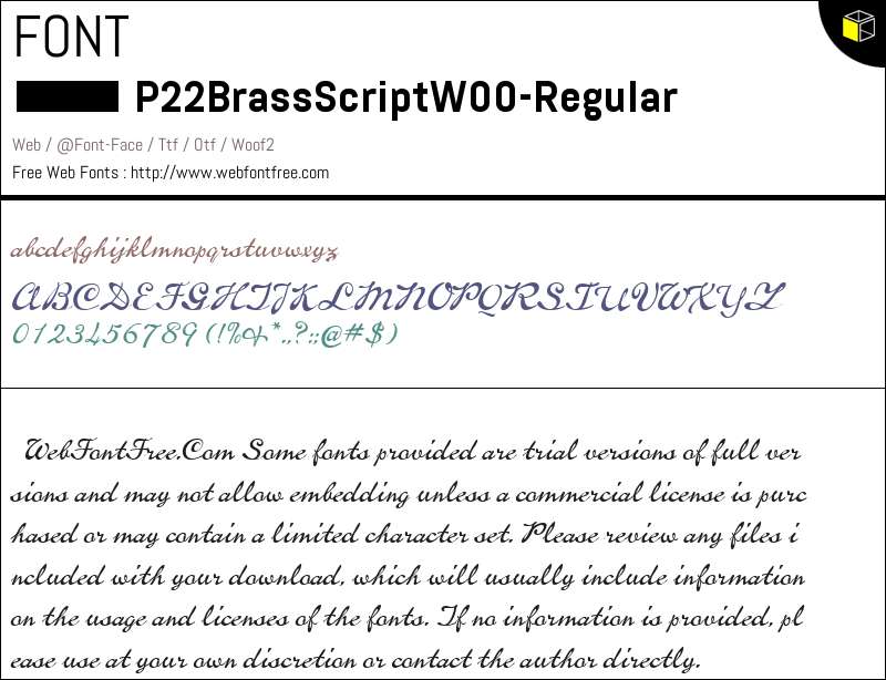 P22 Brass Script W00 Regular Fonts Downloads - WebFontFree.Com