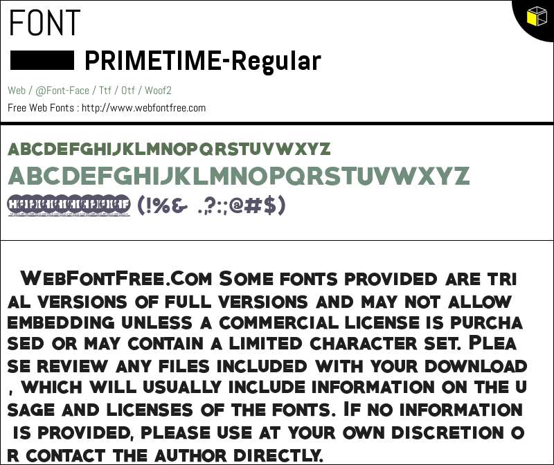 Prime Time Lettering PRIMETIME Regular Fonts Downloads - WebFontFree.Com