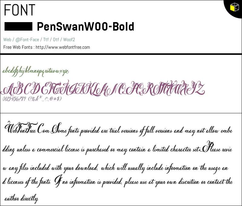 Penwin Font Pen Swan W00 Bold Fonts Downloads - WebFontFree.Com