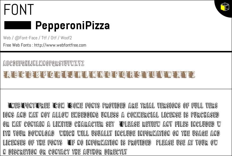 Pepperoni Pizza Fonts Downloads - WebFontFree.Com