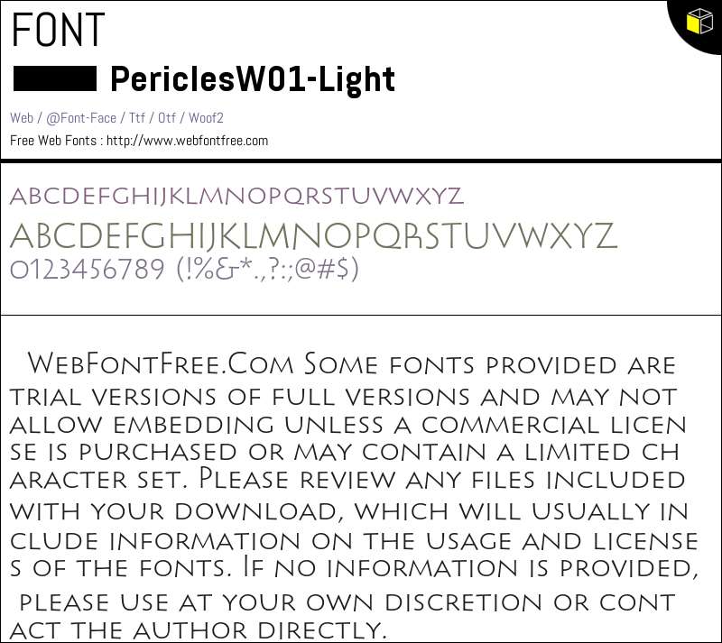 Pericles W01 Light Fonts Downloads - WebFontFree.Com