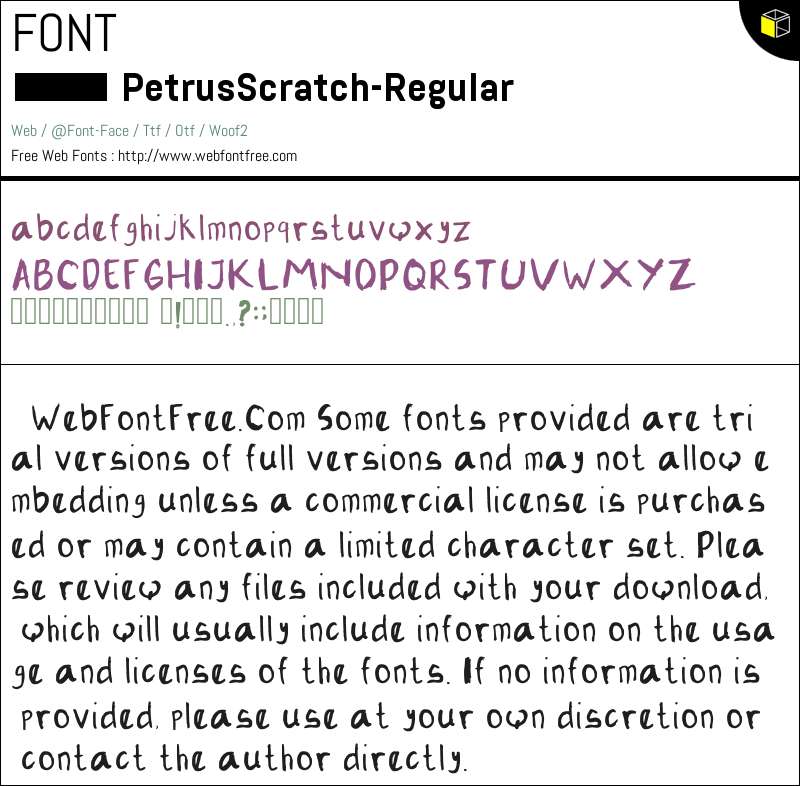 Petrus Scratch Regular Fonts Downloads - WebFontFree.Com
